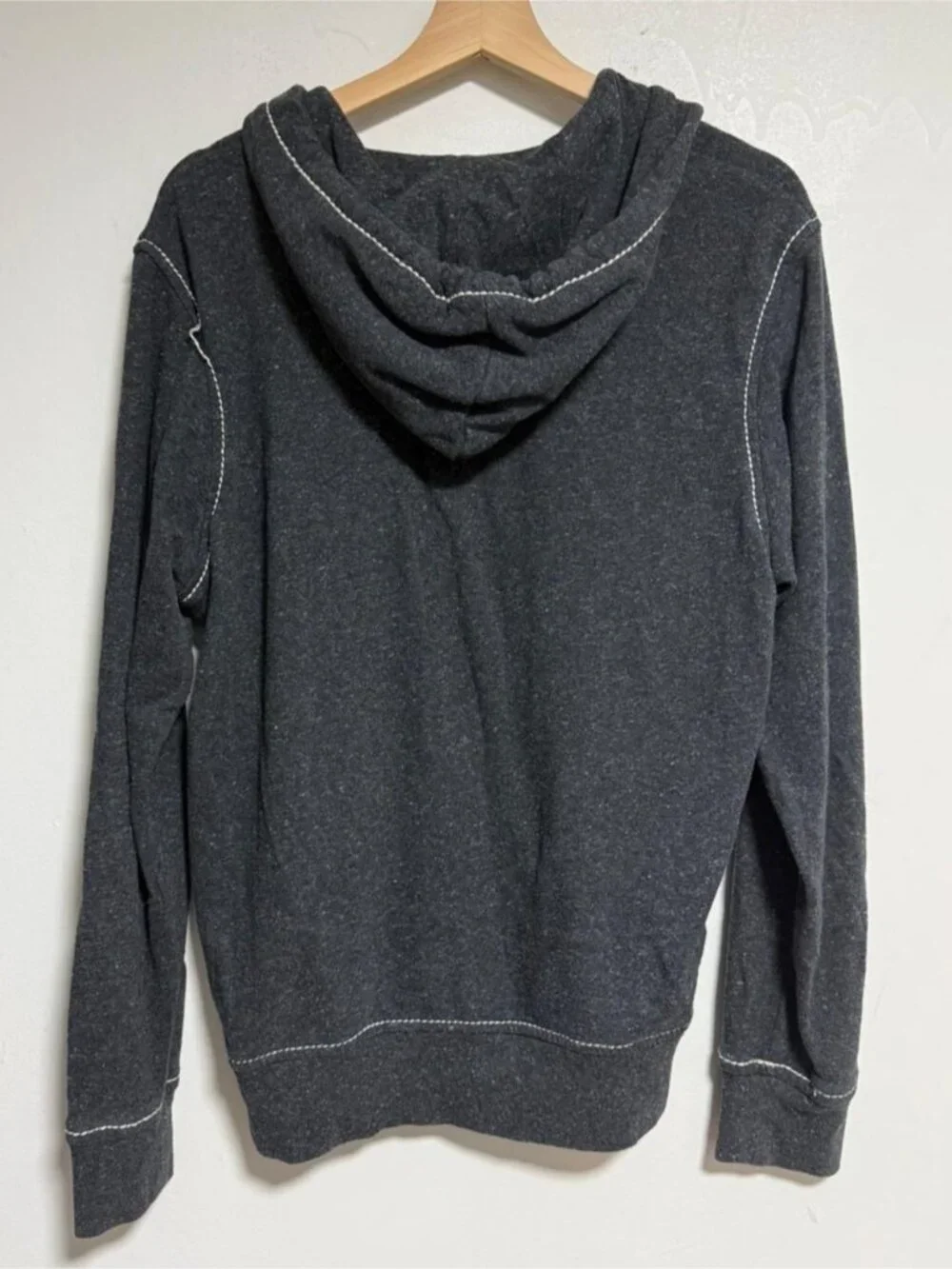 True Religion Zip-Up Hoodie Charcoal Gray Contrast Stitch Logo Size Large